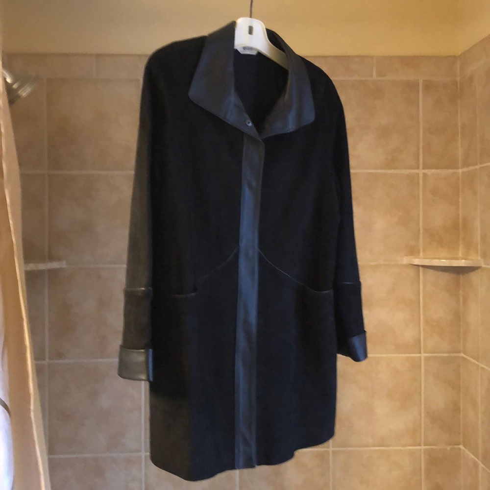 Suede coat & leather trim by Bart by Sibylle Lyn
